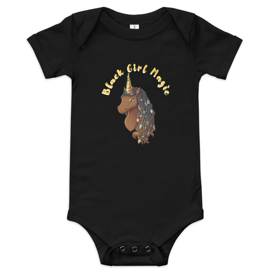 Baby Short Black Sleeve One Piece: Black Girl Magic II