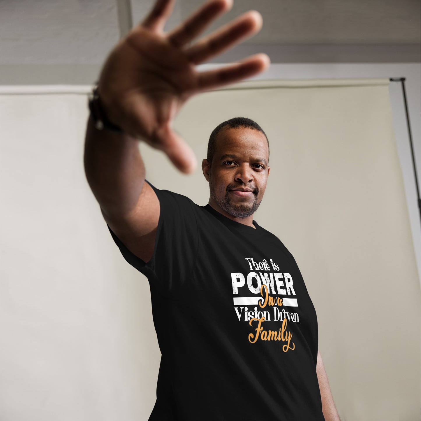 Men's Classic Black Tee: There is Power In A Vision Driven Family I