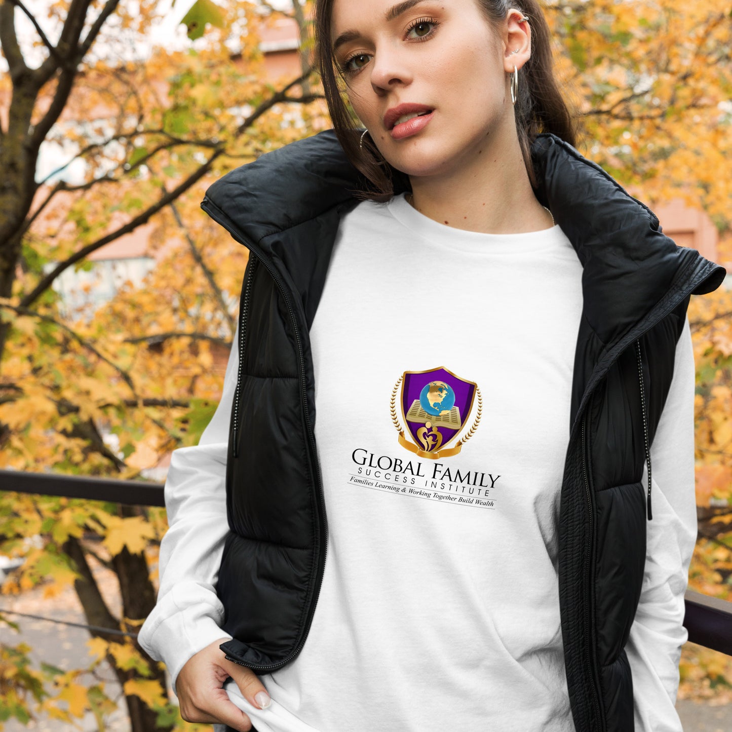 Unisex Long Sleeve White Tee: Global Family Success Institute