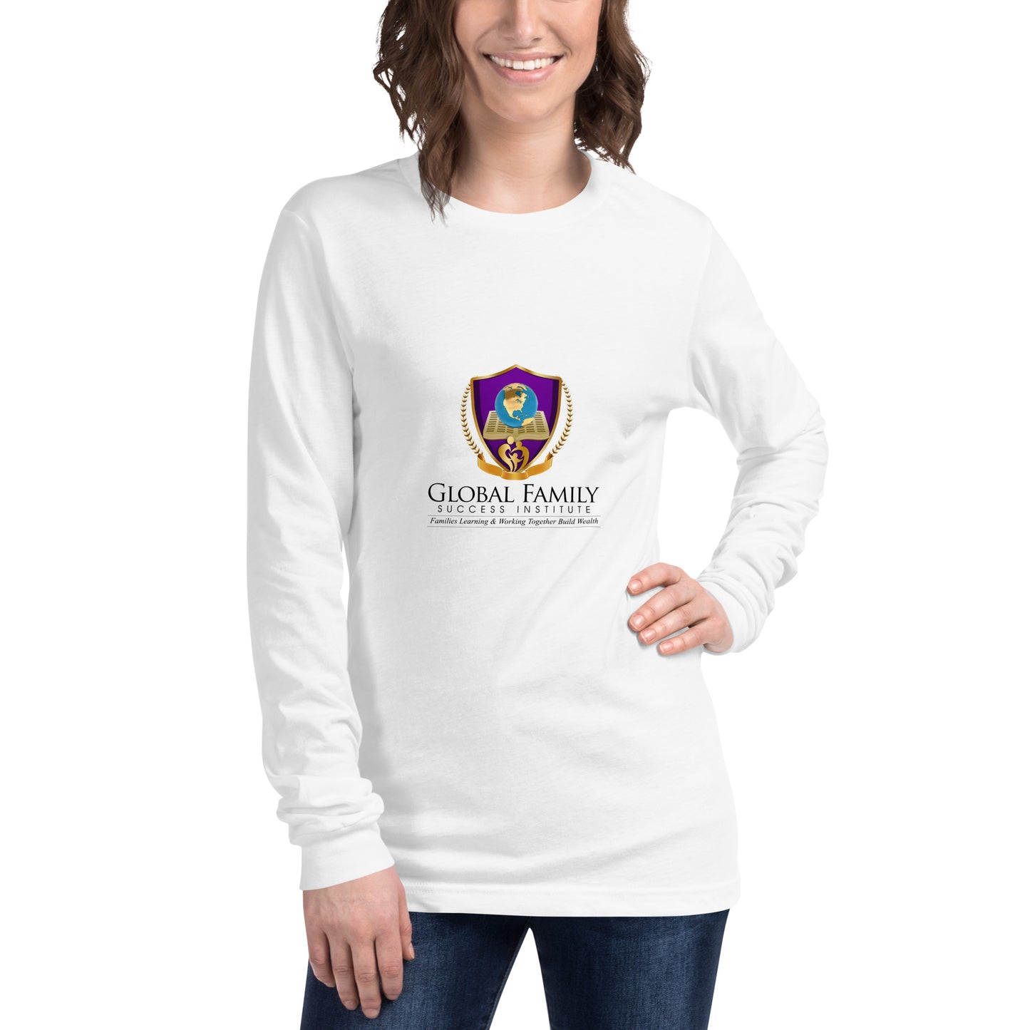 Unisex Long Sleeve White Tee: Global Family Success Institute