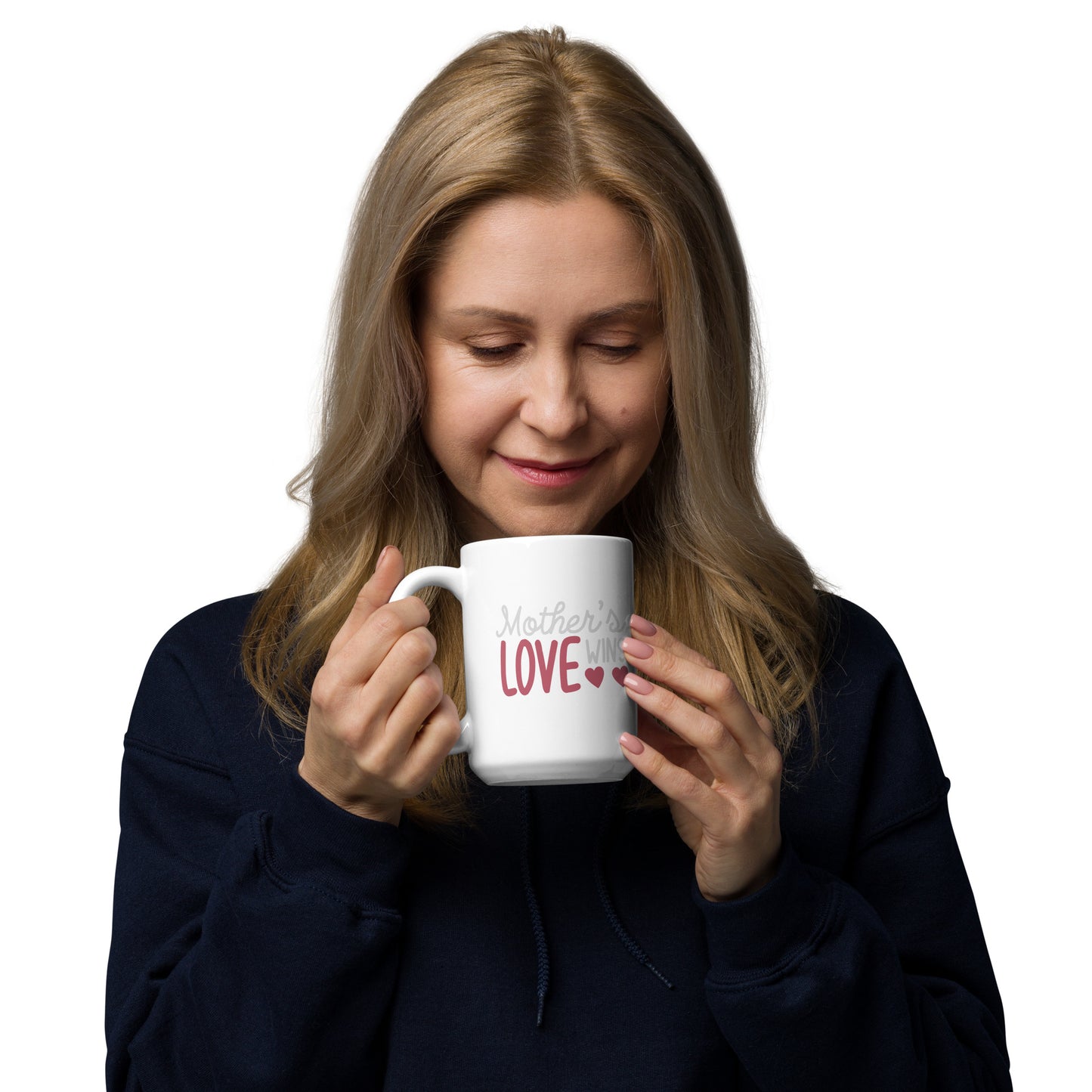 White Glossy Mug: Mom Loves Wins