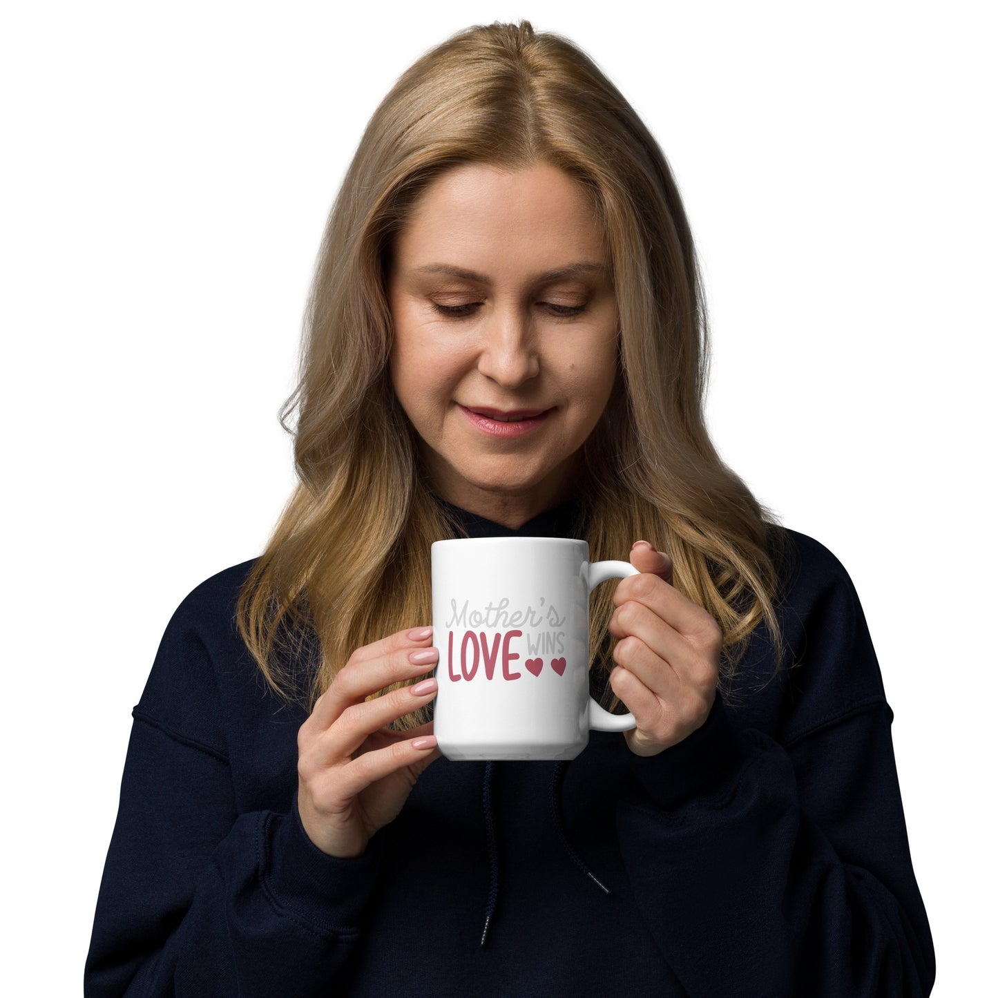 White Glossy Mug: Mom Loves Wins