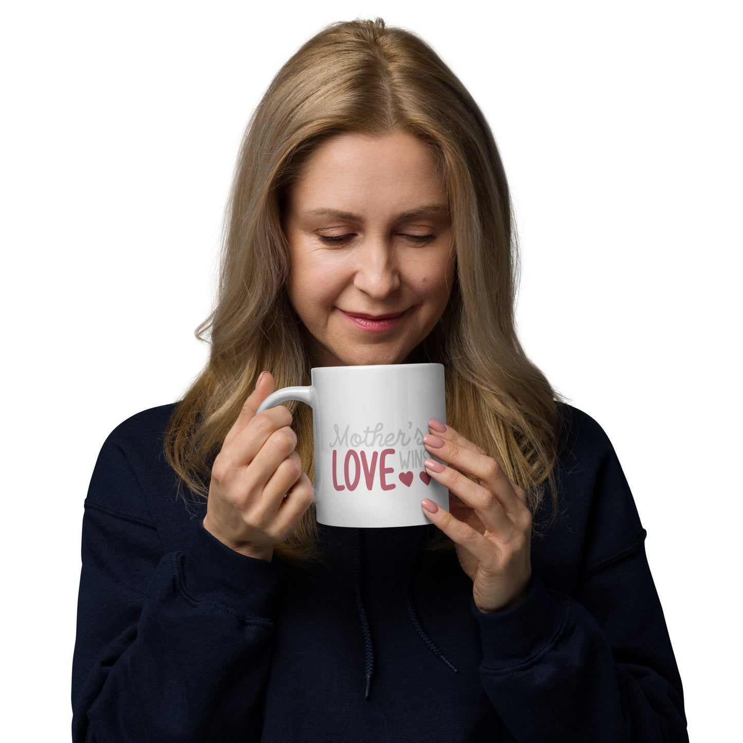 White Glossy Mug: Mom Loves Wins